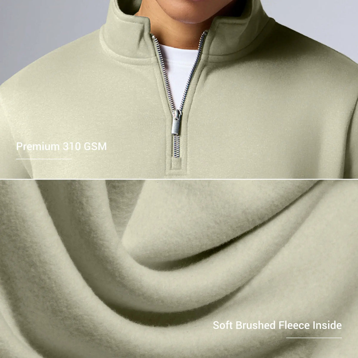 Pulse French Terry Cotton Blend Half Zip Pullover Cascade Grey - XYXX Crew