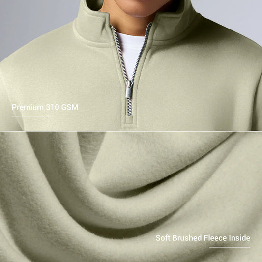 Pulse French Terry Cotton Blend Half Zip Pullover Cascade Grey - XYXX Crew