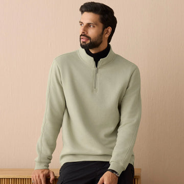 Pulse French Terry Cotton Blend Half Zip Pullover Cascade Grey - XYXX Crew