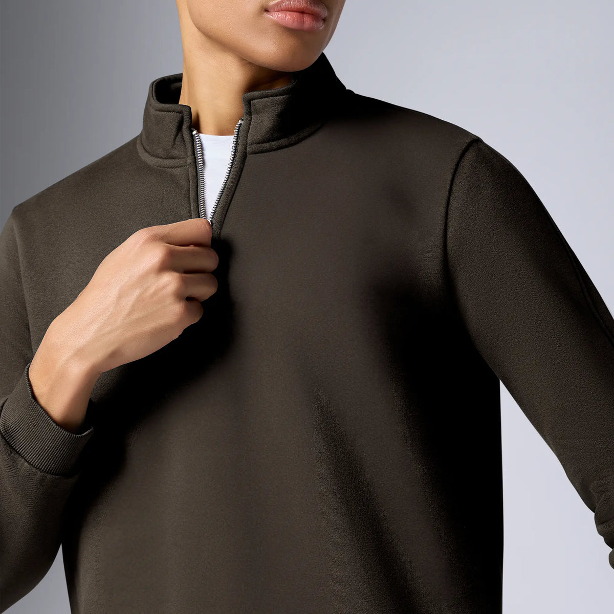 Pulse French Terry Cotton Blend Half Zip Pullover Malt Brown - XYXX Crew