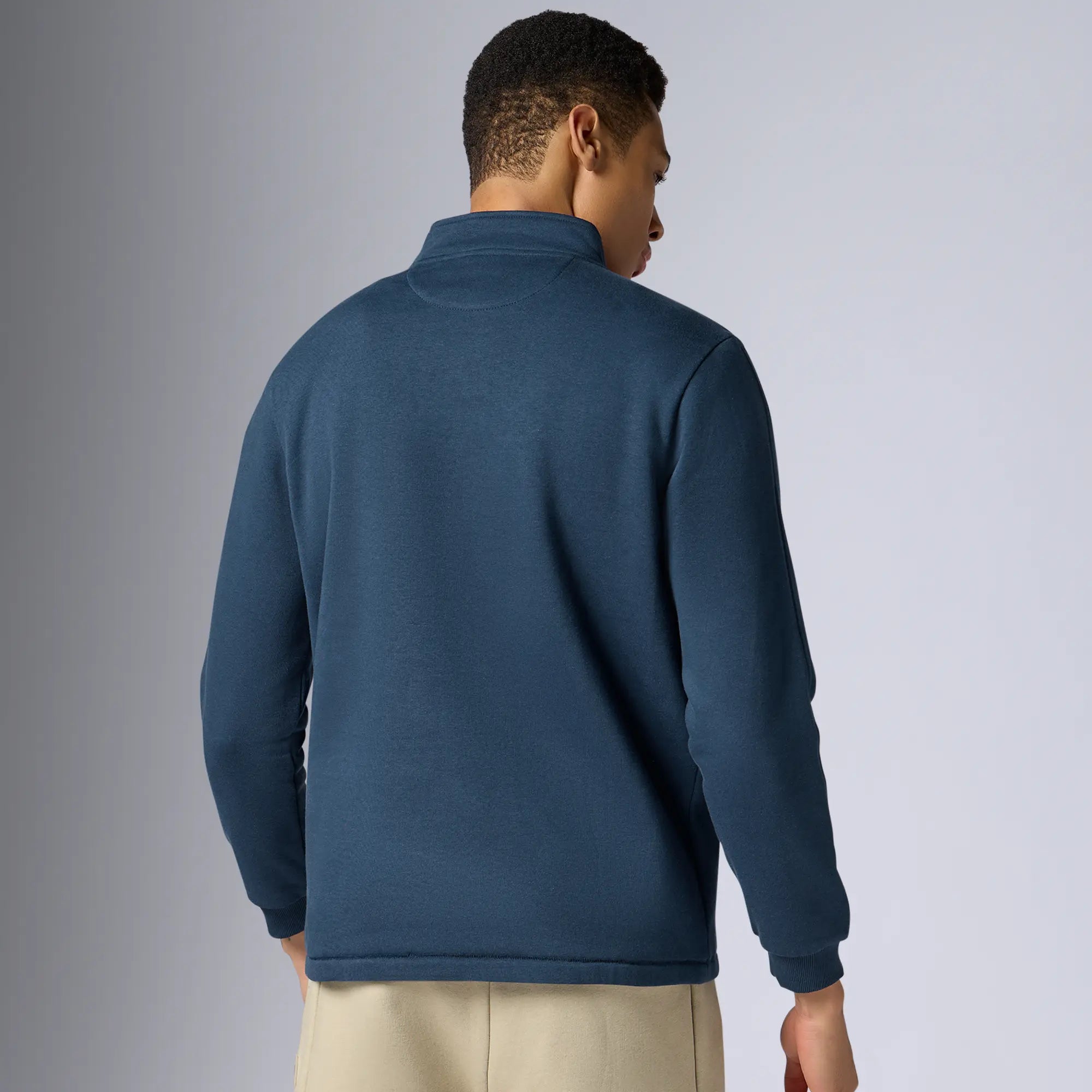 Mens Pulse French Terry Cotton Blend Half Zip Pullover Opal Blue