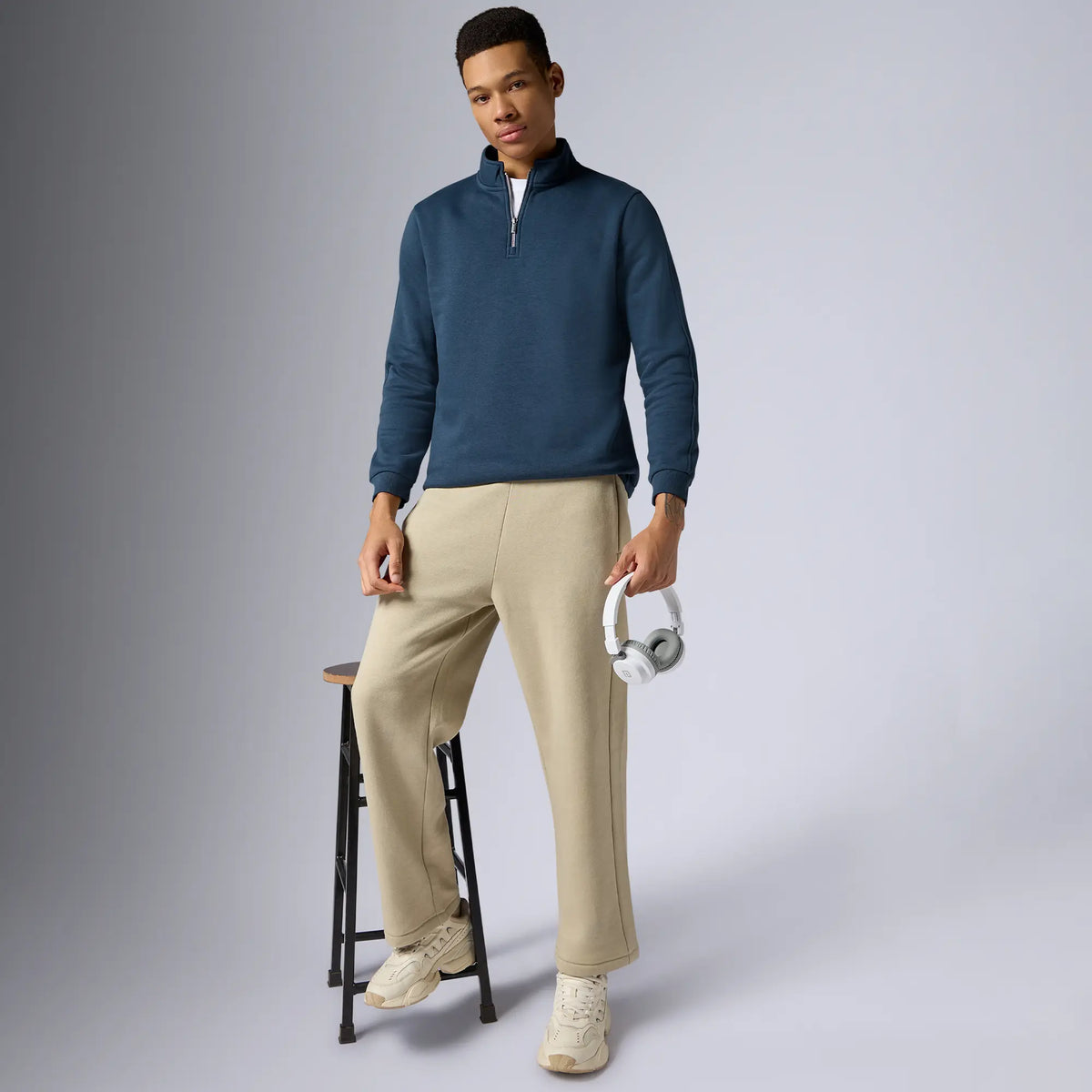 Pulse French Terry Cotton Blend Half Zip Pullover Opal Blue - XYXX Crew