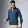 Mens Pulse French Terry Cotton Blend Half Zip Pullover Opal Blue