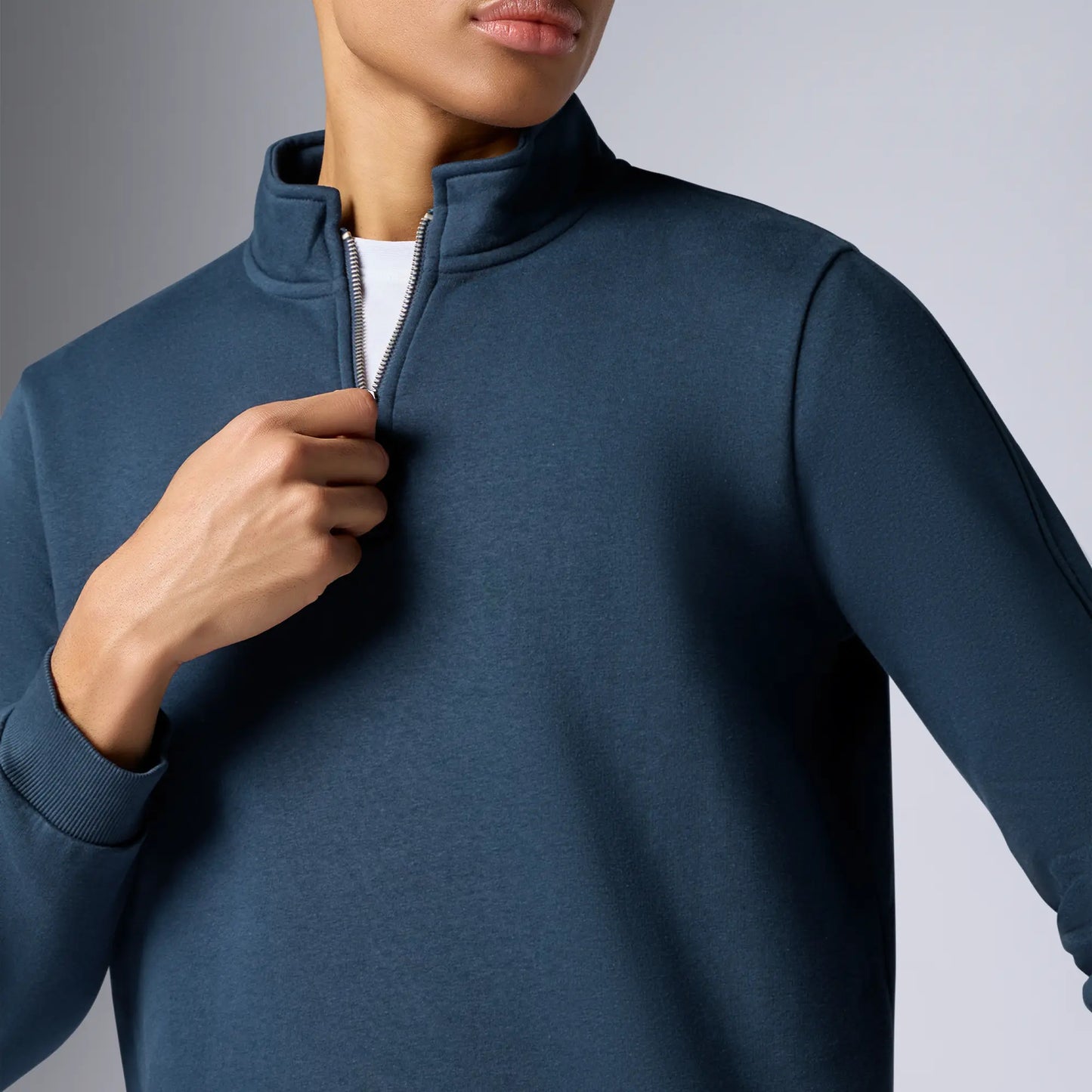 Pulse French Terry Cotton Blend Half Zip Pullover Opal Blue - XYXX Crew