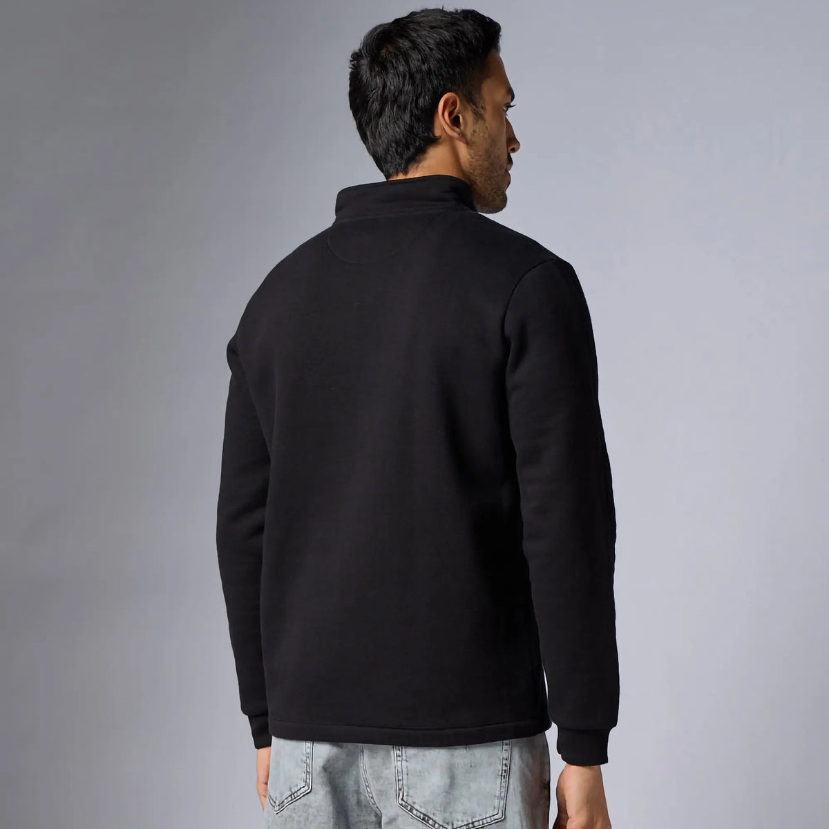 Pulse French Terry Cotton Blend Half Zip Pullover Pitch Black - XYXX Crew