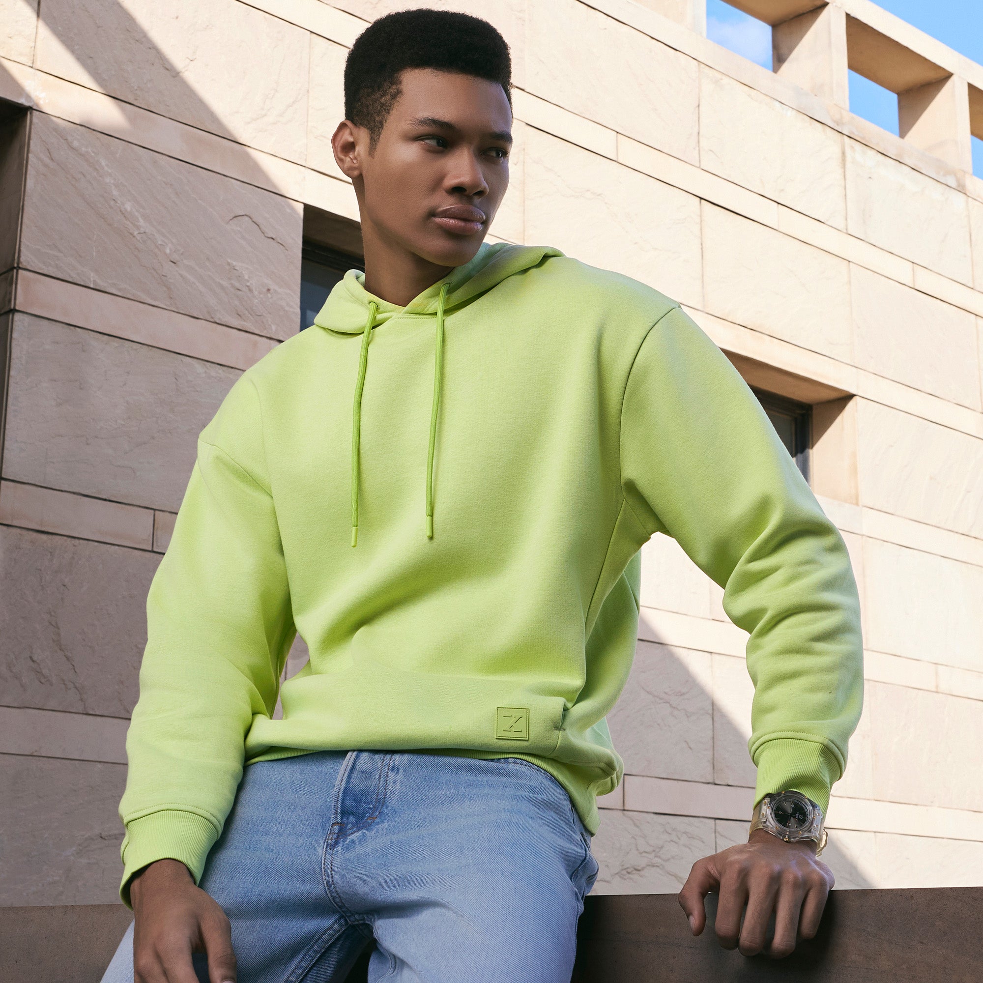 Pulse French Terry Cotton Blend Hoodies For Men Lime Green - XYXX Crew