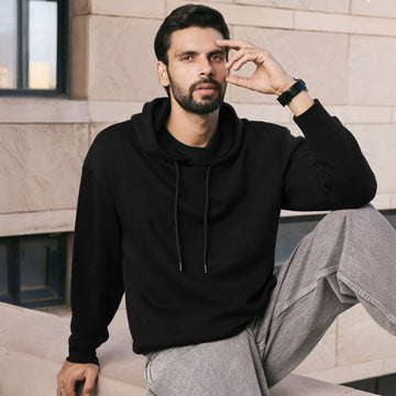 Pulse French Terry Cotton Blend Hoodies Pitch Black - XYXX Crew