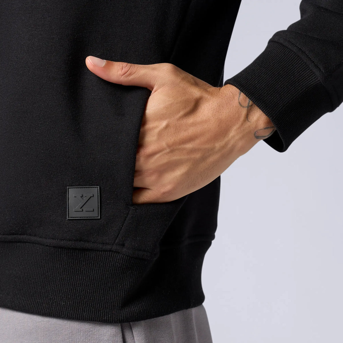 Pulse French Terry Cotton Blend Oversized Hoodie And Sweatpants Co Ord Set Pitch Black And Opal Grey - XYXX Crew