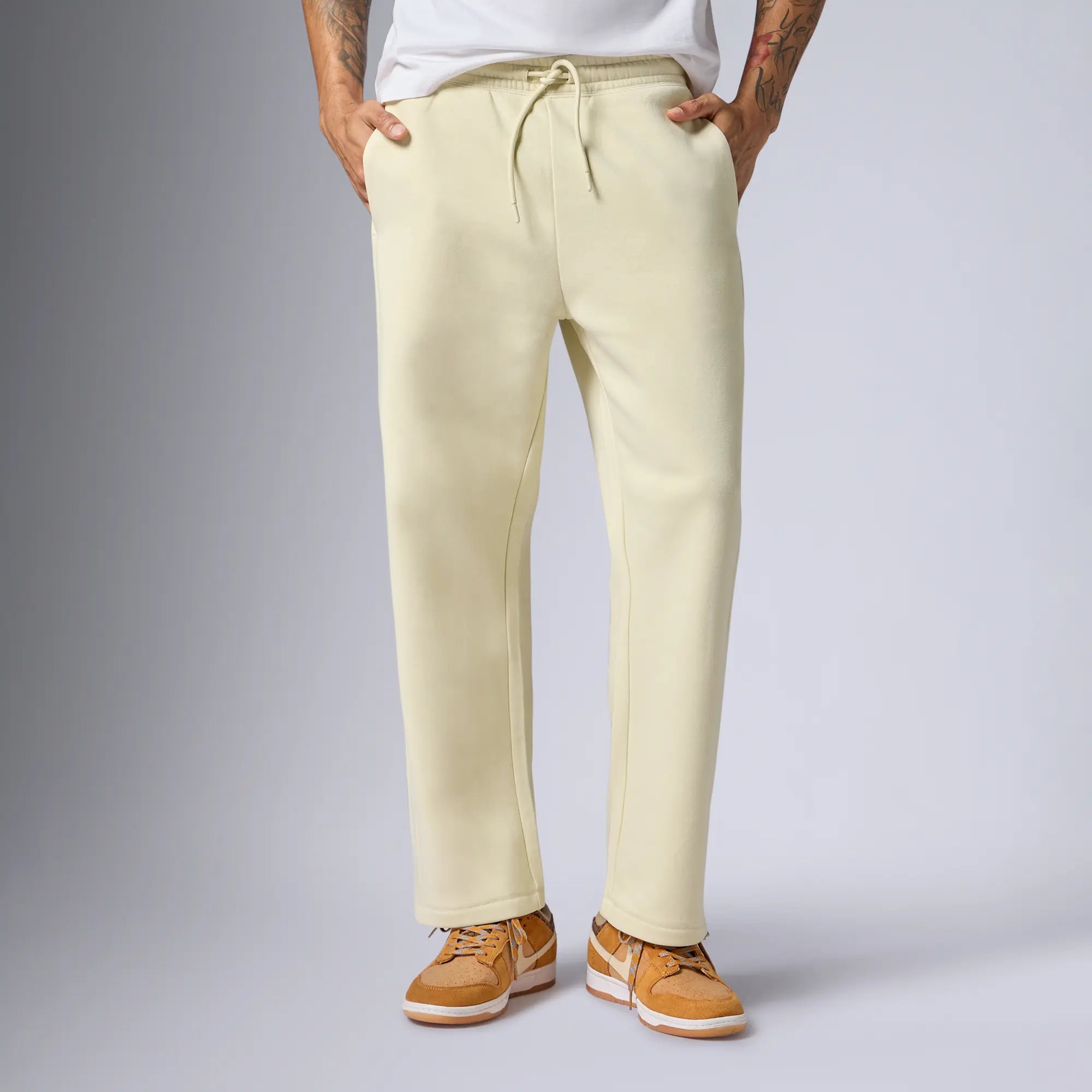 Pulse French Terry Cotton Blend Sweatpants Almond White