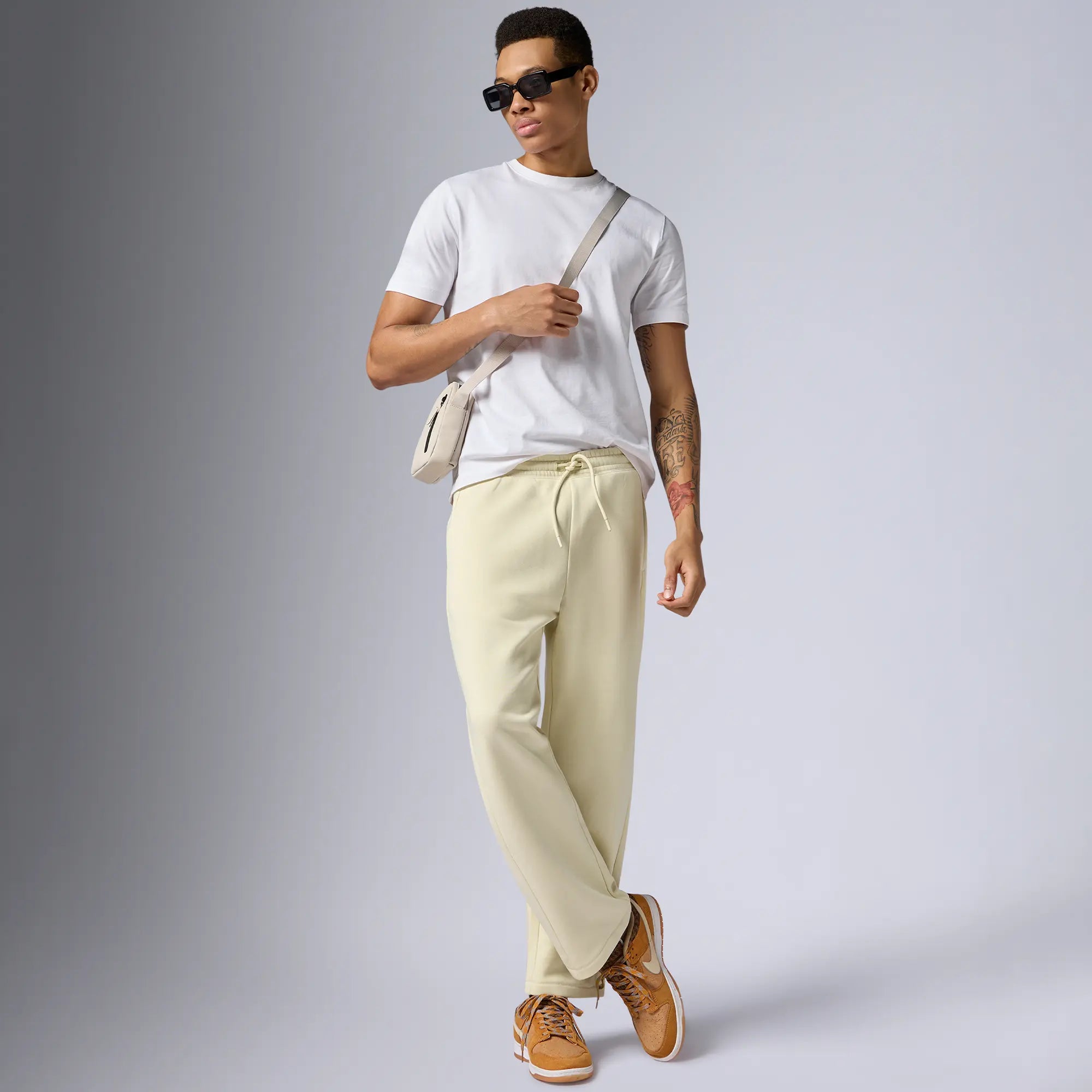 Pulse French Terry Cotton Blend Sweatpants Almond White