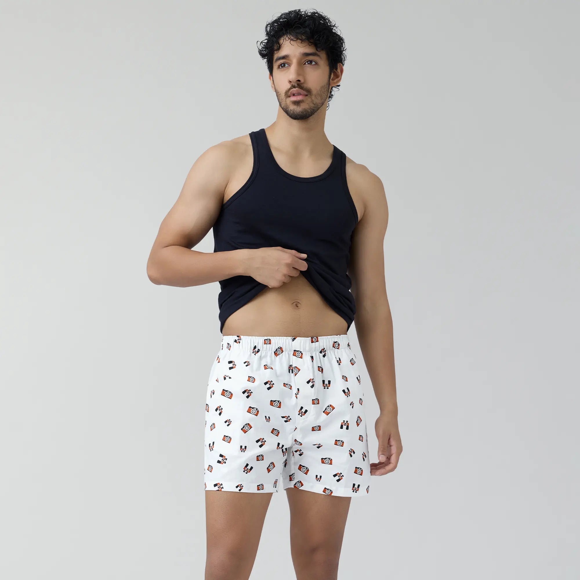 Remix Combed Cotton Boxers For Men Camera White - XYXX Crew