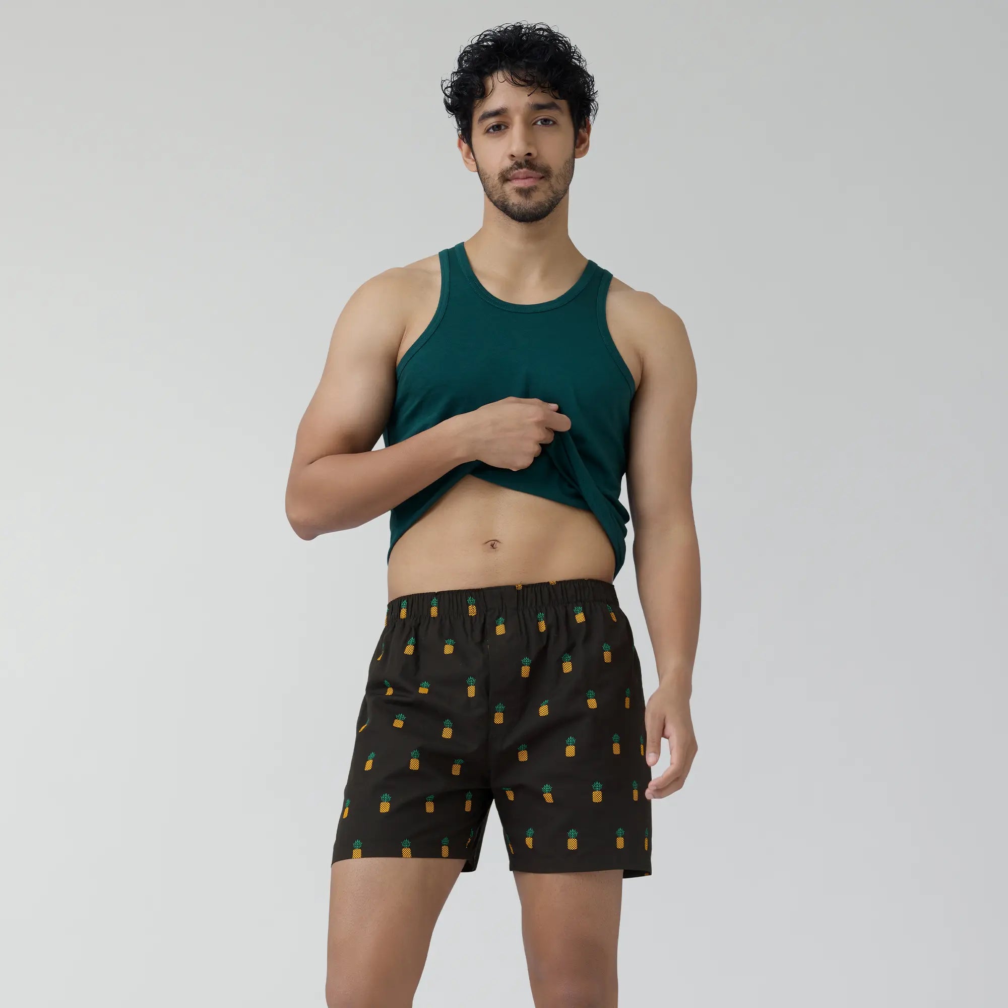 Remix Combed Cotton Boxers For Men Pineapple Black - XYXX Crew