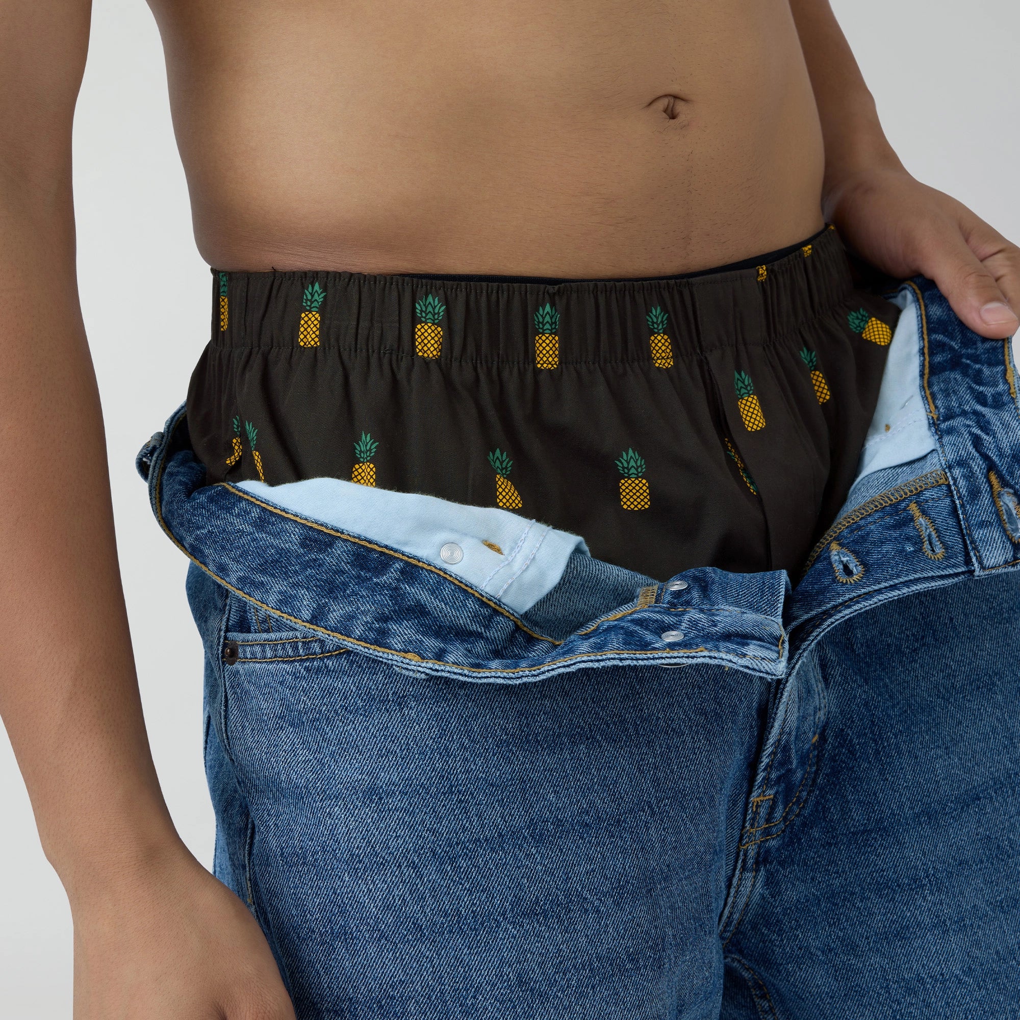 Remix Combed Cotton Boxers For Men Pineapple Black - XYXX Crew