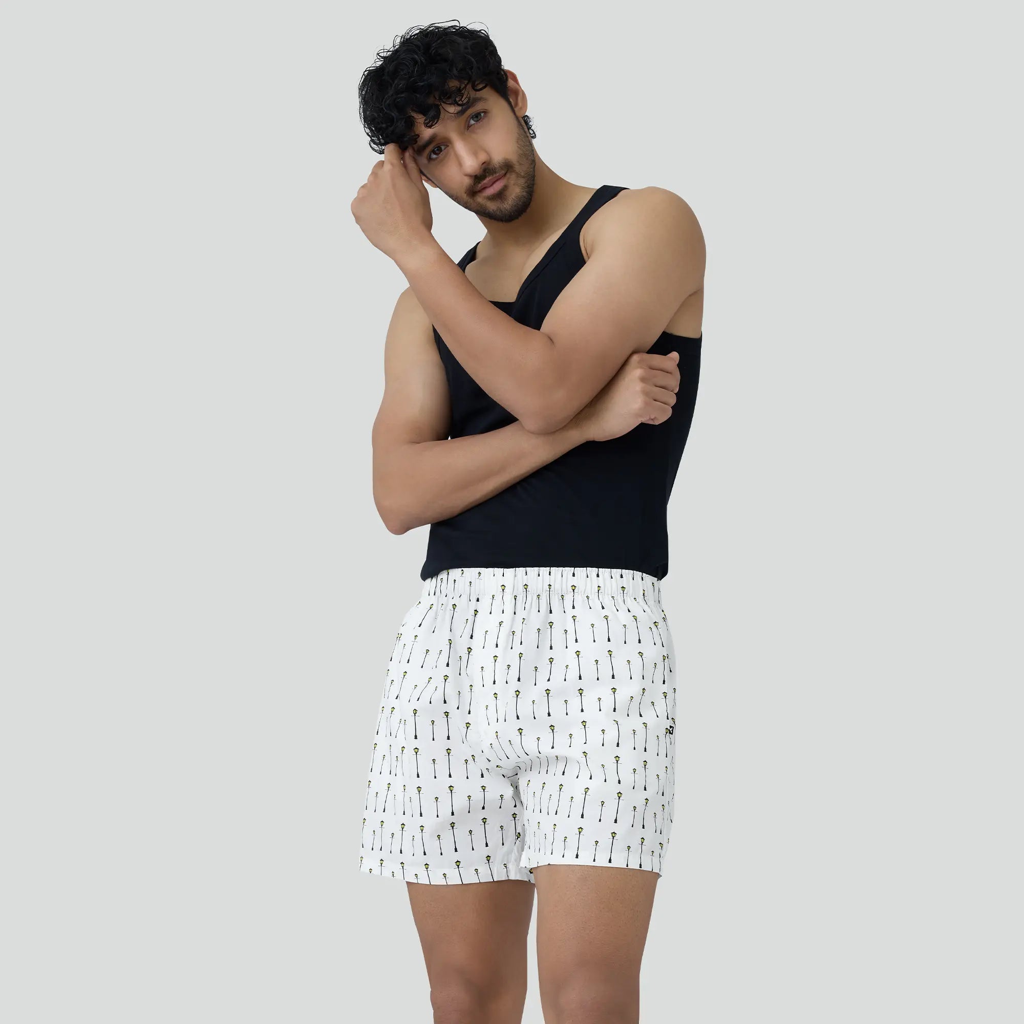 Remix Combed Cotton Boxers For Men Streetlight White - XYXX Crew