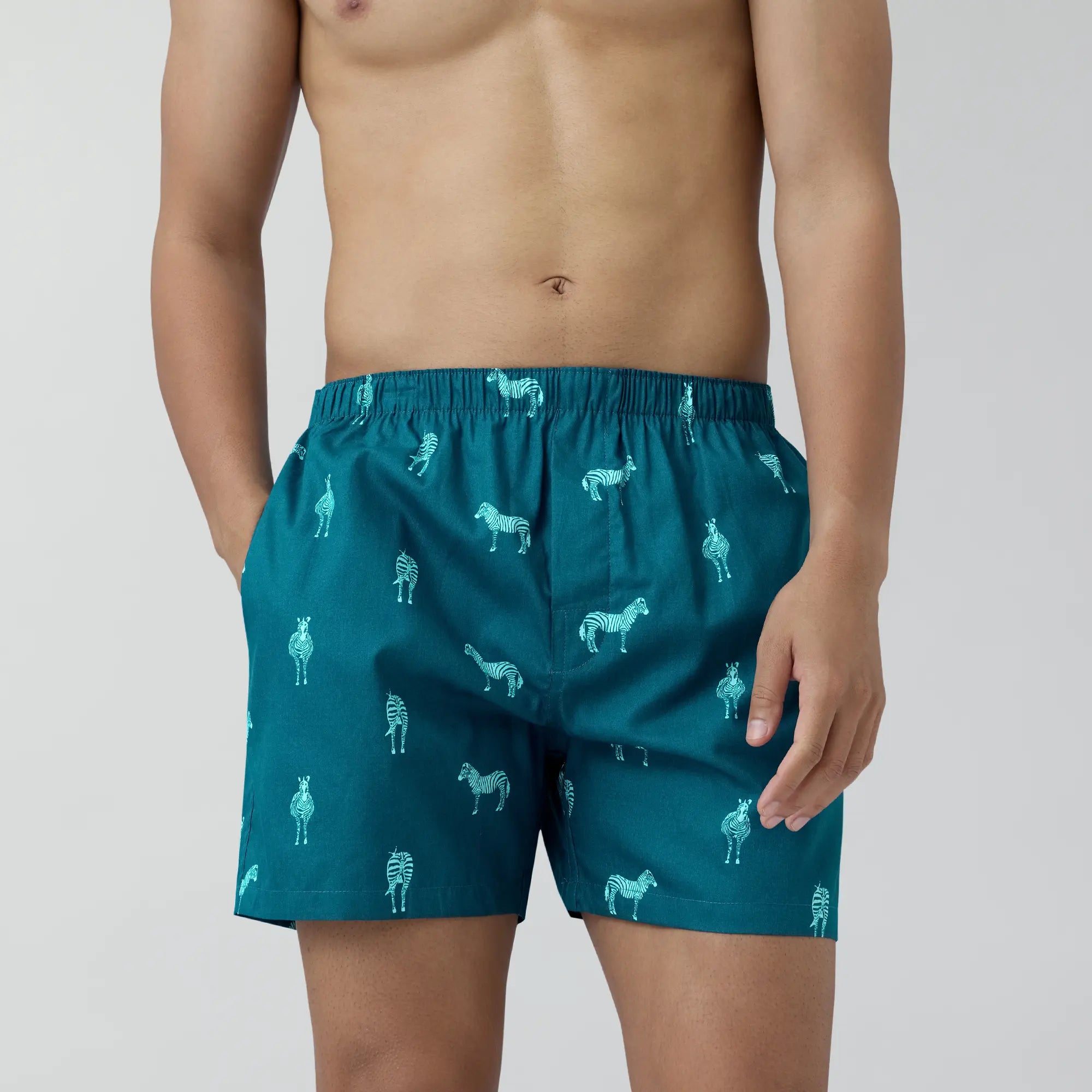 Remix Combed Cotton Boxers For Men Zebra Blue - XYXX Crew