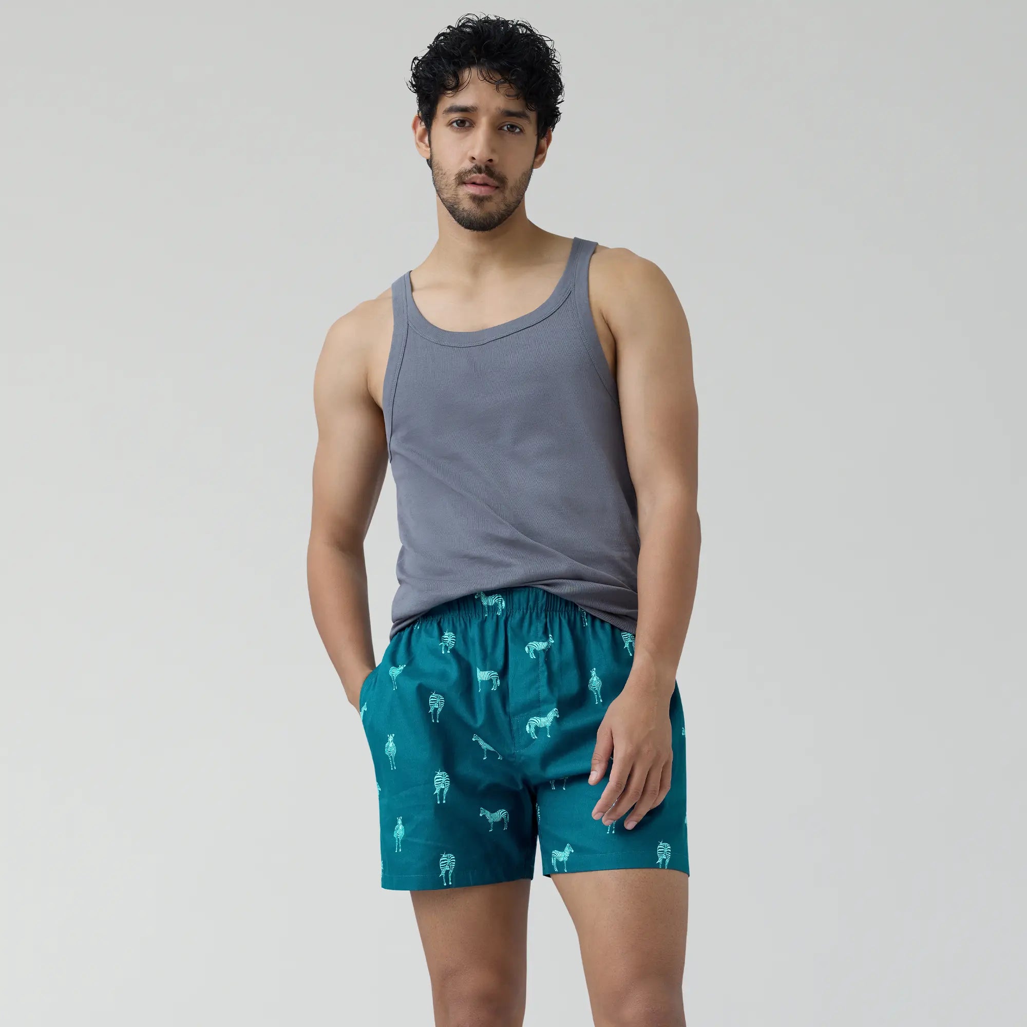 Remix Combed Cotton Boxers For Men Zebra Blue - XYXX Crew