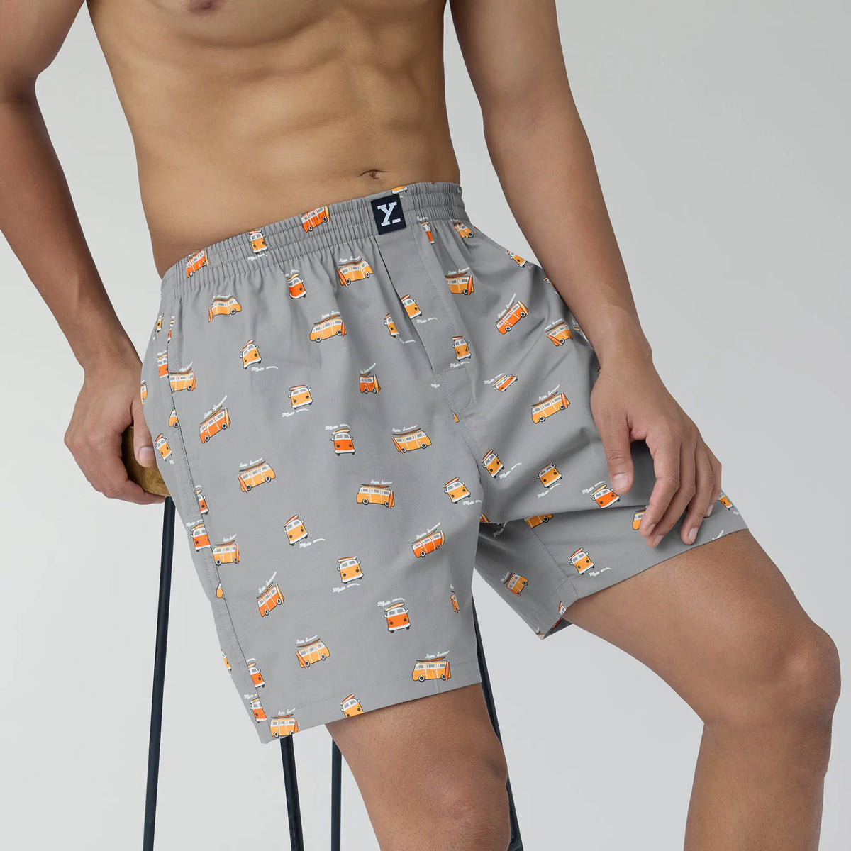 Surf Super Combed Cotton Boxer Shorts Bus Grey - XYXX Crew