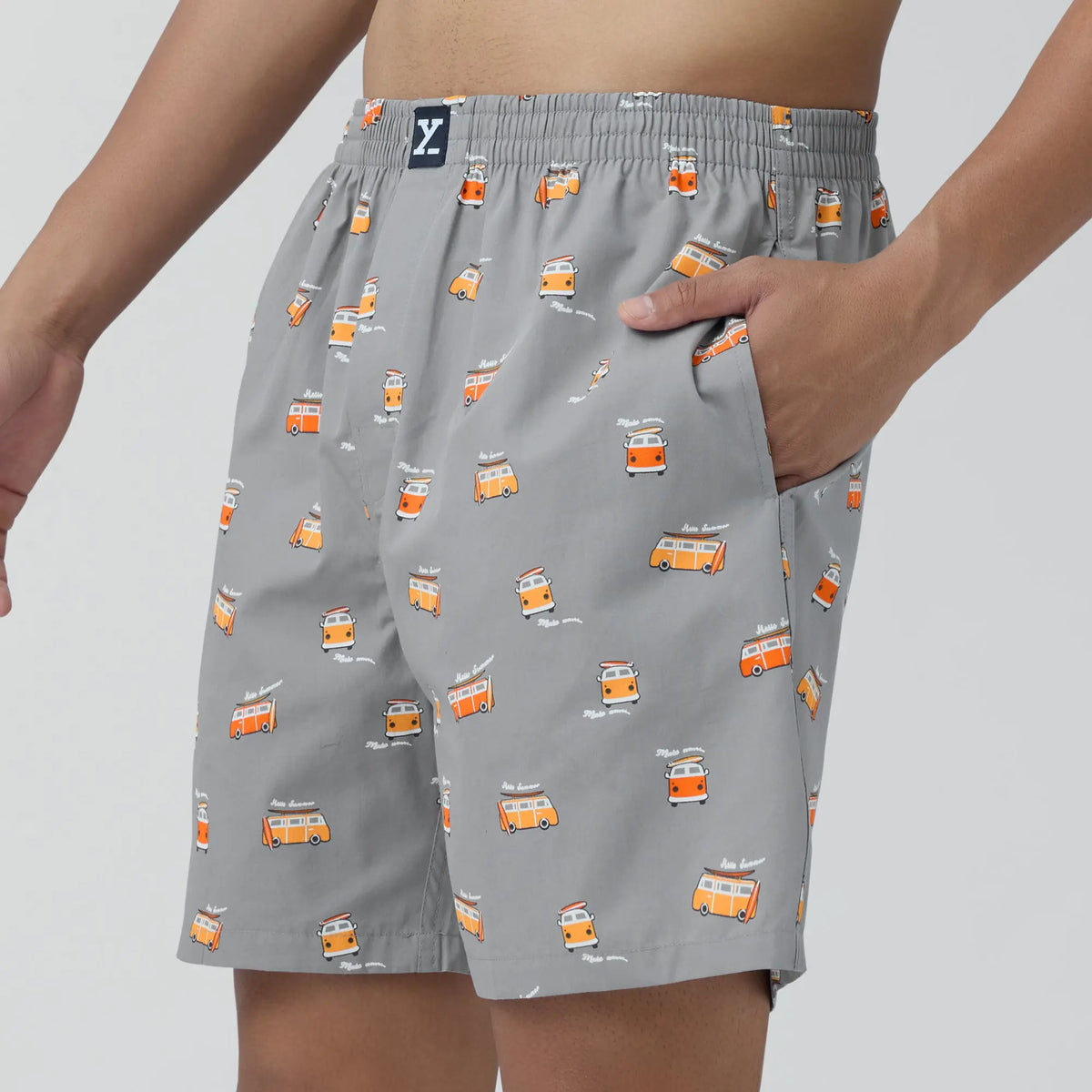 Surf Super Combed Cotton Boxer Shorts Bus Grey - XYXX Crew