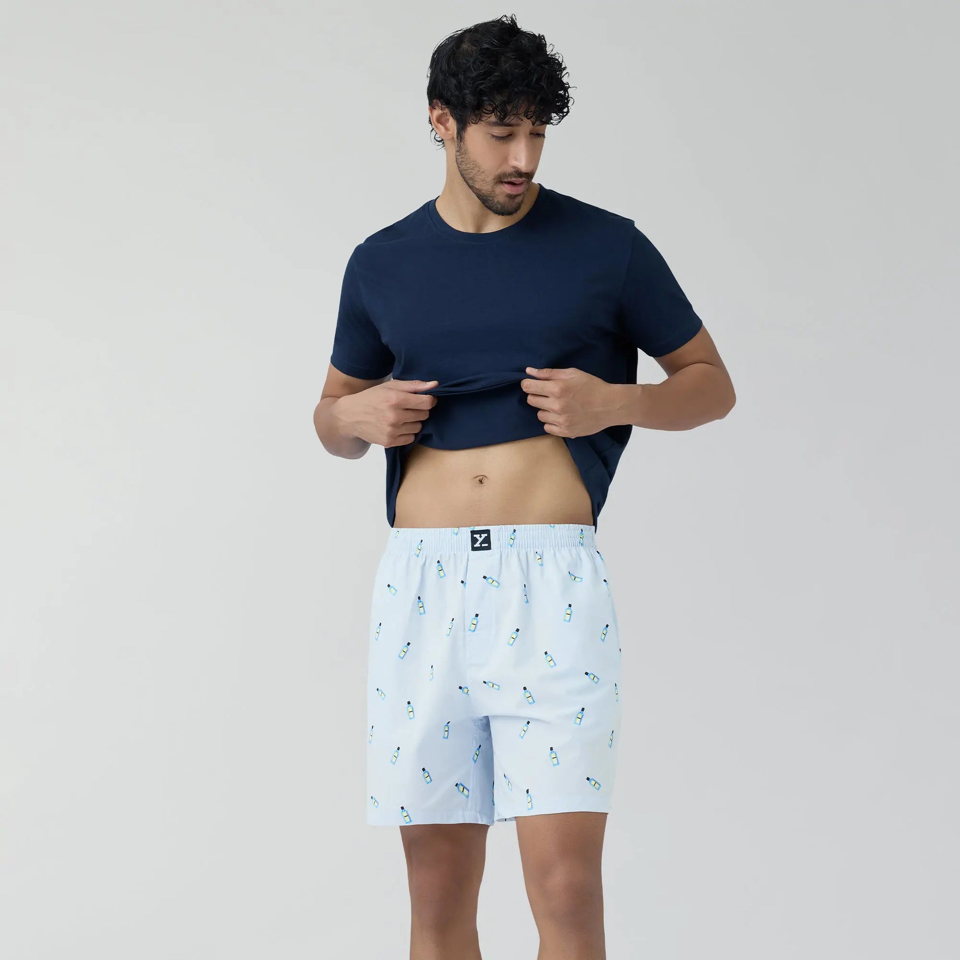 Surf Super Combed Cotton Boxer Shorts Gin Blue - XYXX Crew