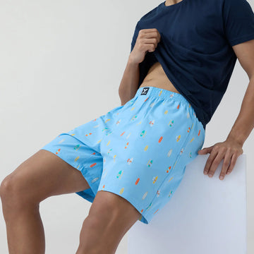 Surf Super Combed Cotton Boxer Shorts SurfBoard Blue - XYXX Crew