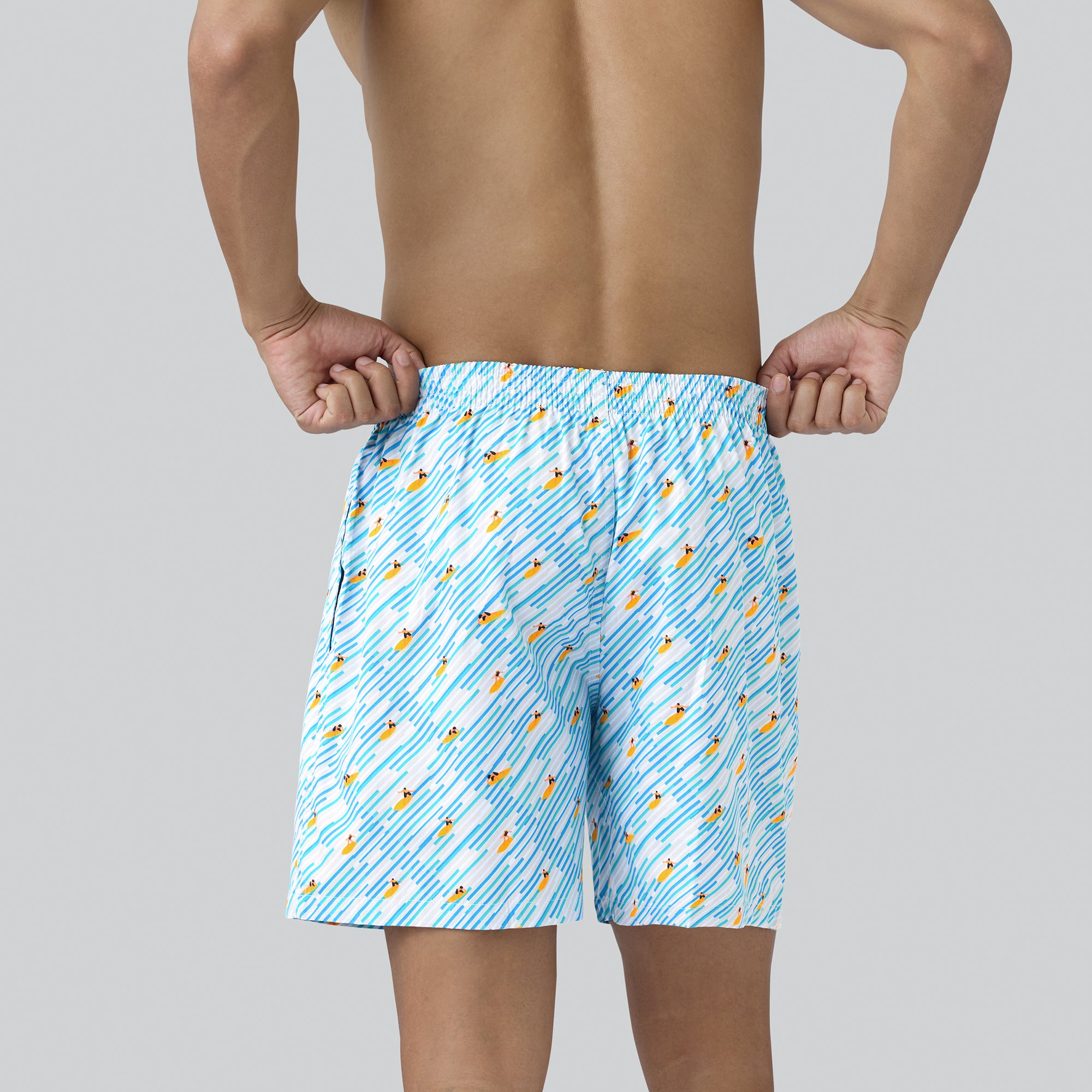 Surf Super Combed Cotton Boxer Shorts Surfing Blue