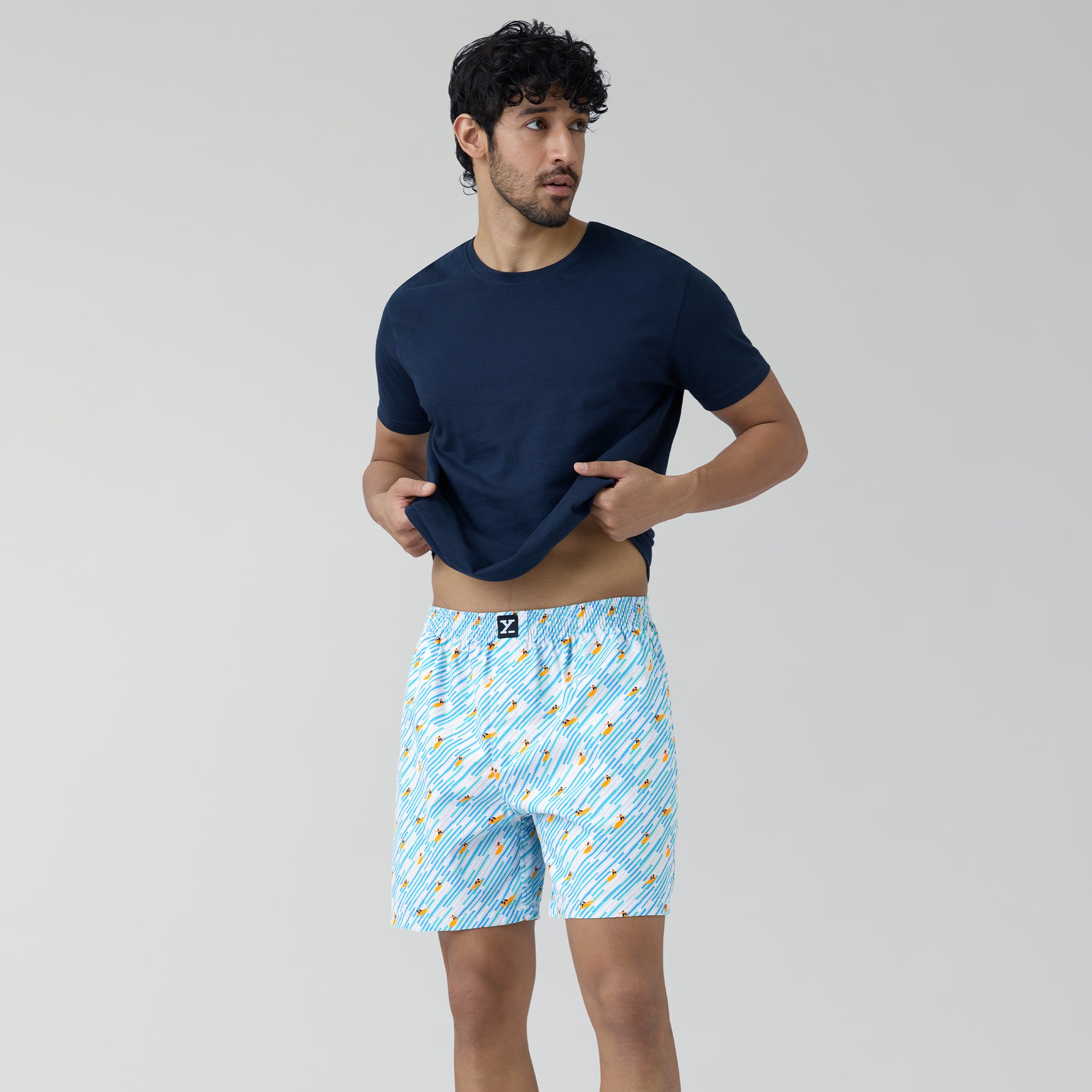 Surf Super Combed Cotton Boxer Shorts Surfing Blue