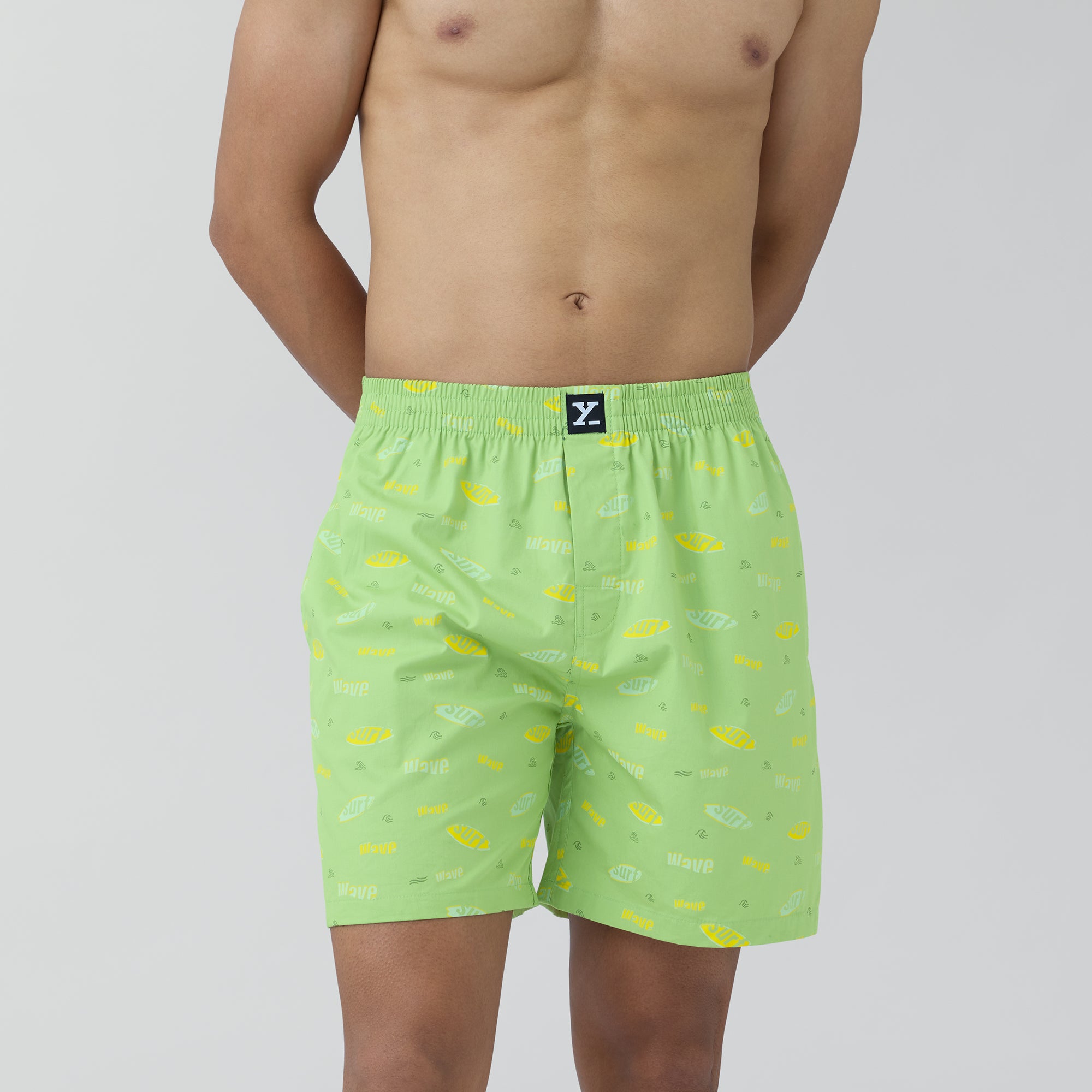 Surf Super Combed Cotton Boxer Shorts Wave Green