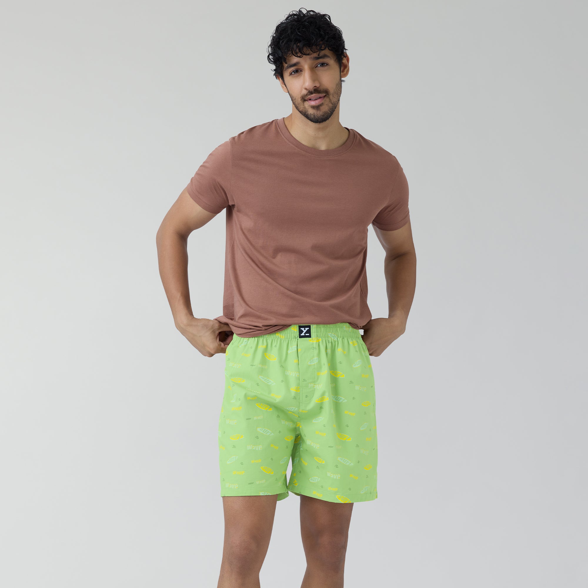 Surf Super Combed Cotton Boxer Shorts Wave Green