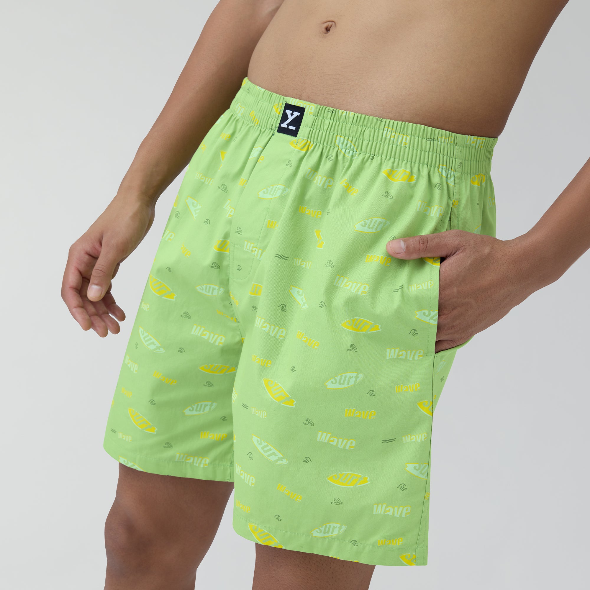 Surf Super Combed Cotton Boxer Shorts Wave Green