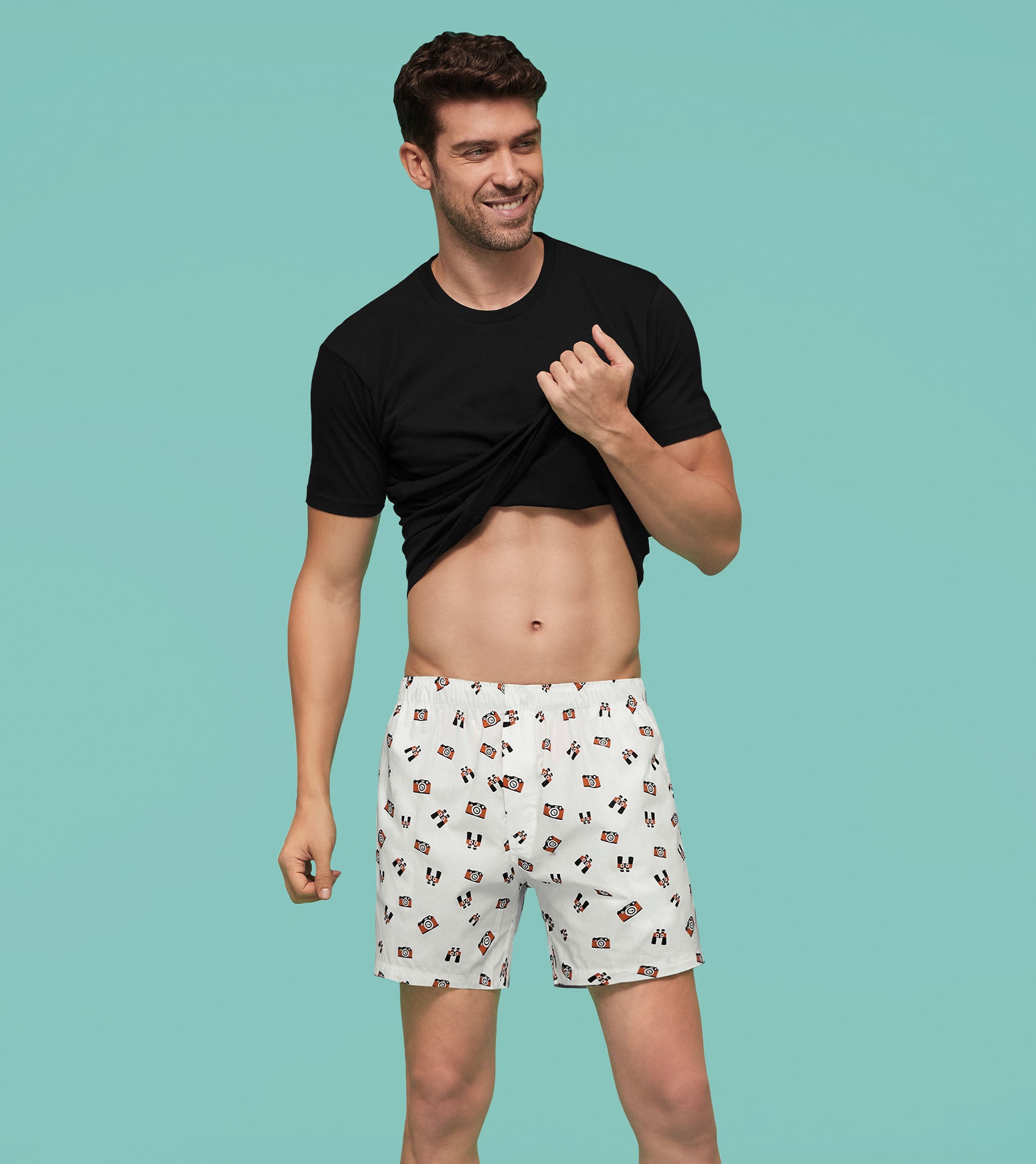 Remix Combed Cotton Boxers For Men Camera White - XYXX Mens Apparels