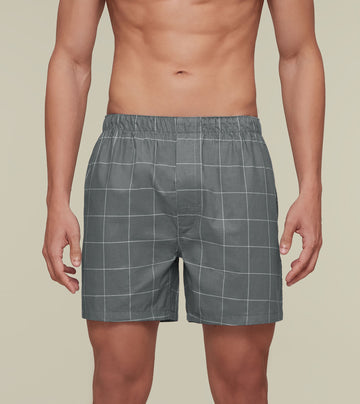 Checkmate Combed Cotton Boxers Frosty Grey