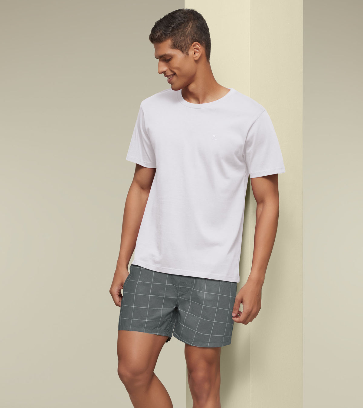 Checkmate Combed Cotton Boxers Frosty Grey