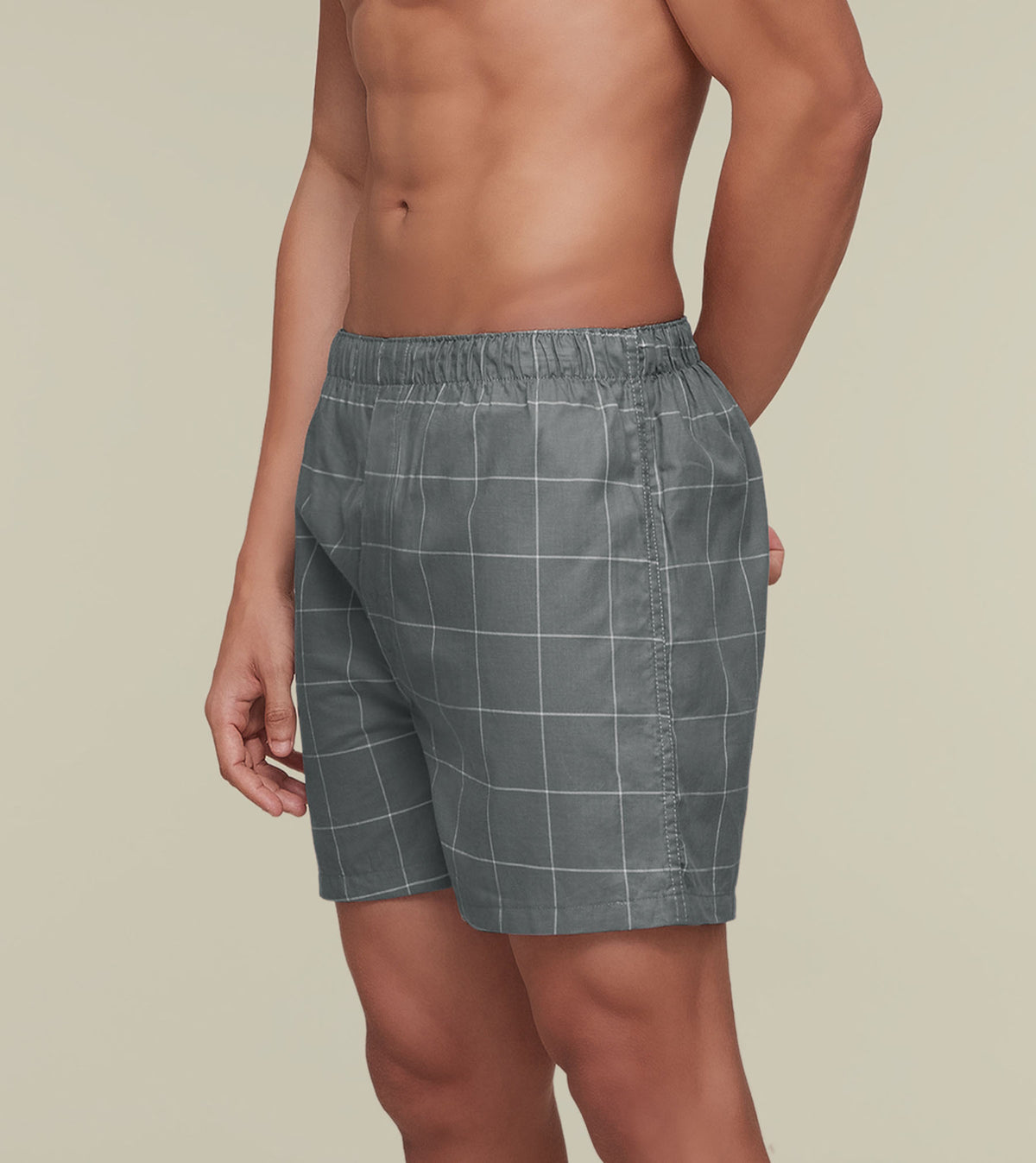 Checkmate Combed Cotton Boxers Frosty Grey
