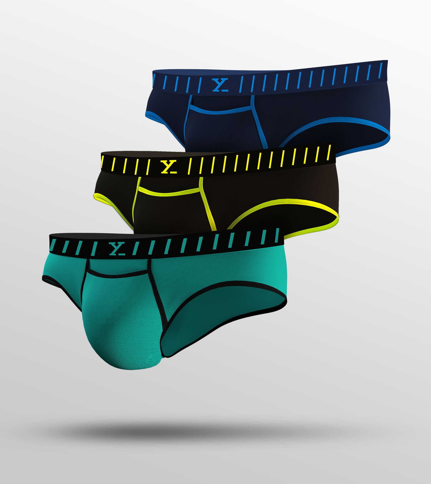 Vibe Modal Briefs For Men Pack of 3 (Aqua Green, Black, Blue) -  XYXX Mens Apparels