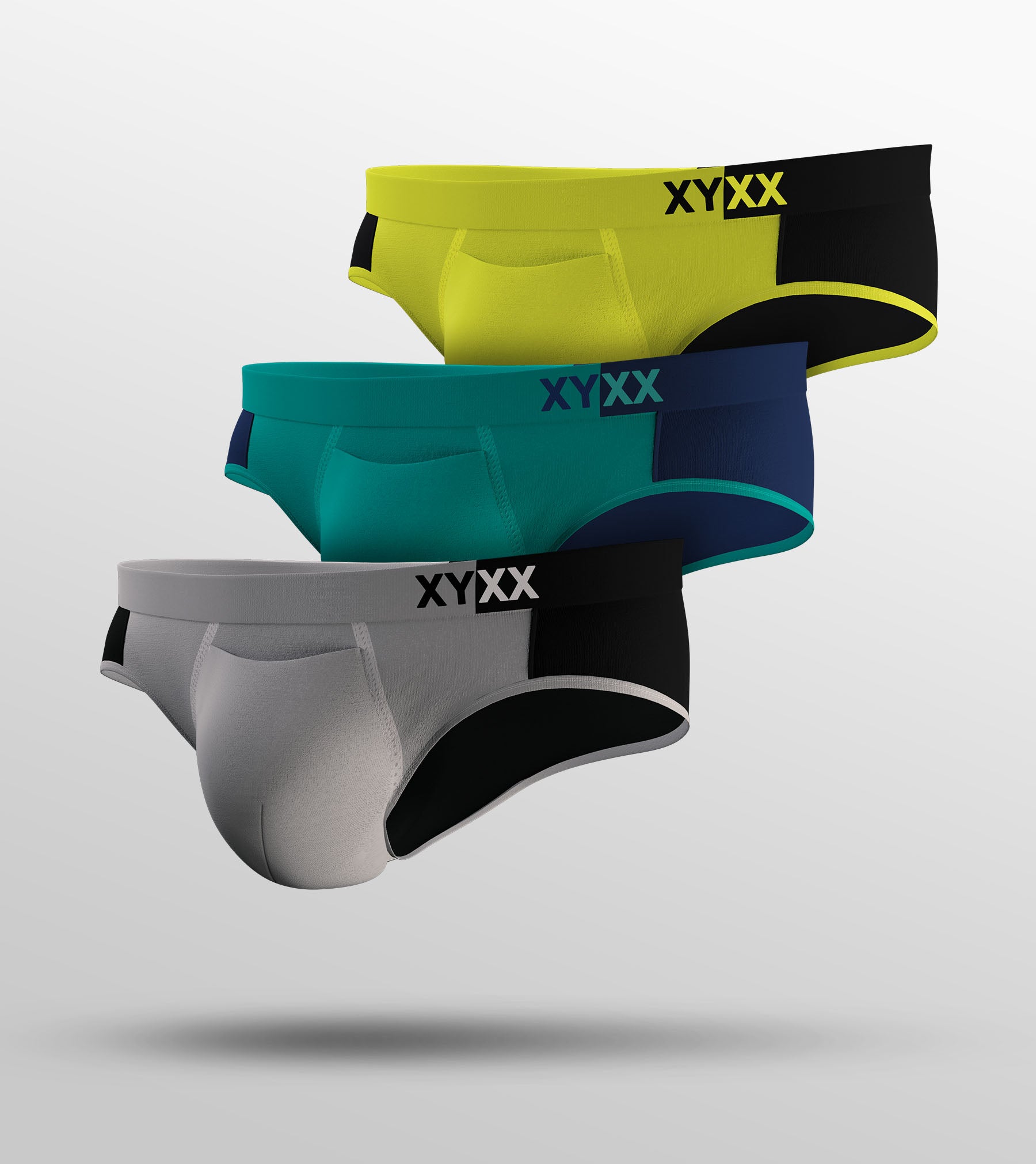 Dualist Modal Briefs For Men Pack of 3 (Grey, Aqua Blue, Lime Yellow) -  XYXX Mens Apparels