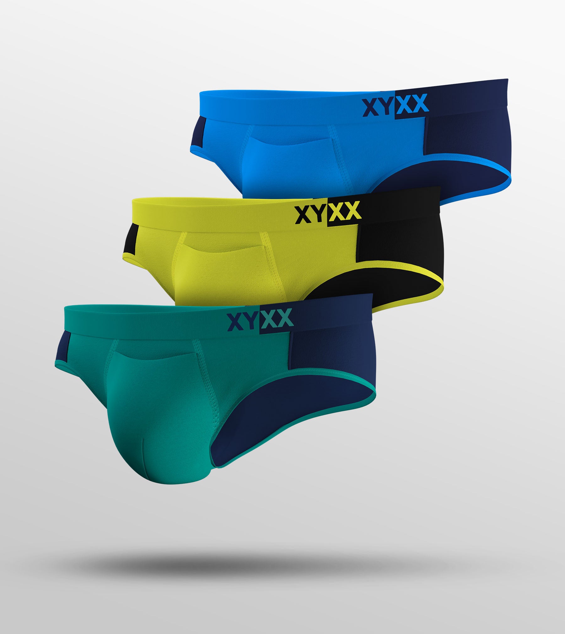 Dualist Modal Briefs For Men Pack of 3 (Aqua Blue, Lime Yellow, Blue) -  XYXX Mens Apparels