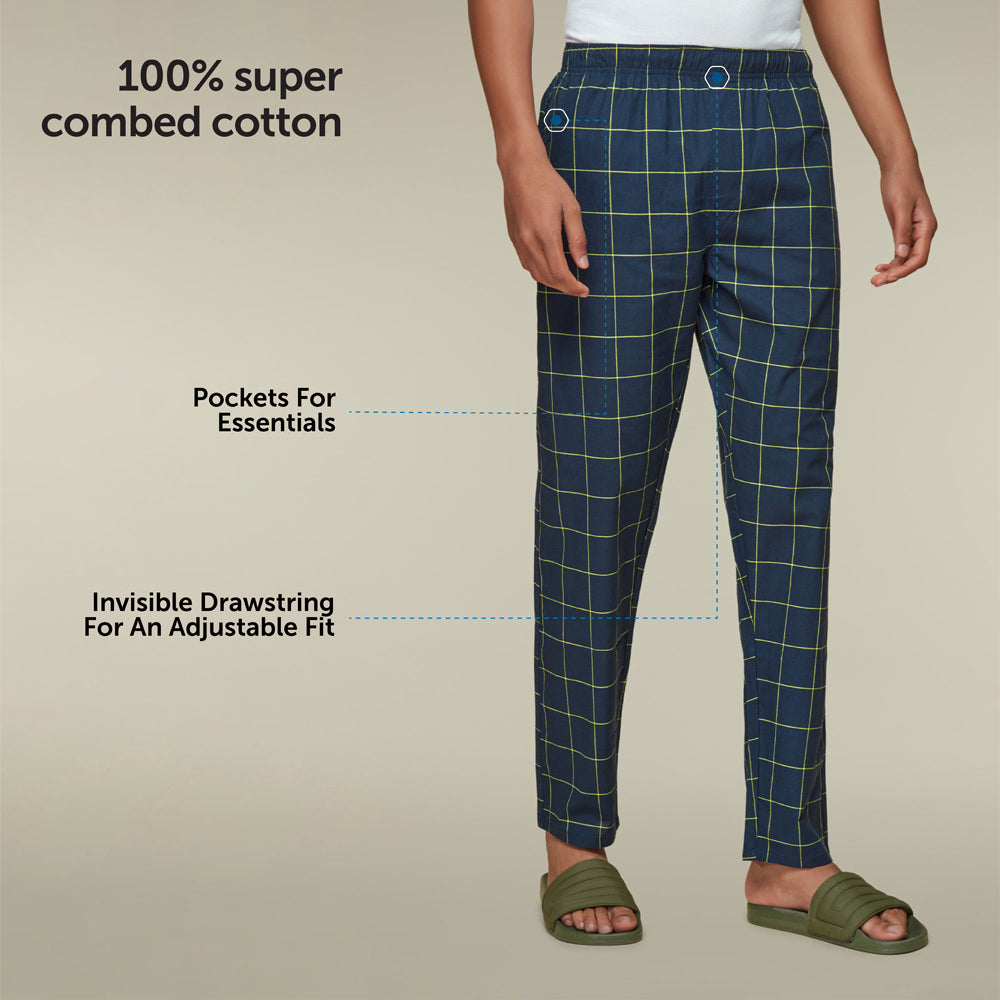 Checkmate Combed Cotton Pyjamas For Men Lemon Burst - XYXX Mens Apparels
