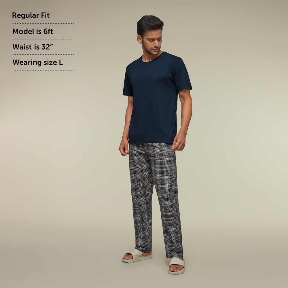 Checkmate Combed Cotton Pyjamas For Men Smoke Grey - XYXX Mens Apparels