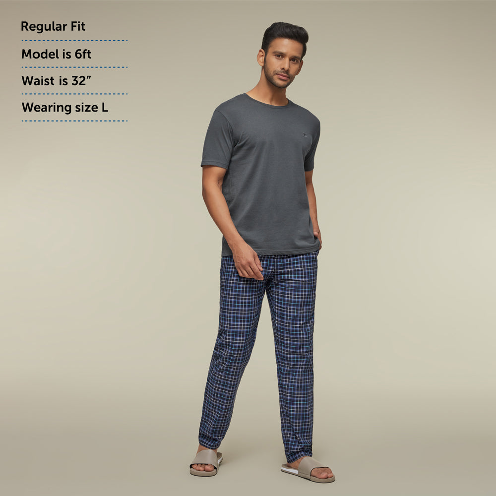 Checkmate Combed Cotton Pyjamas For Men Midnight Blue - XYXX Mens Apparels