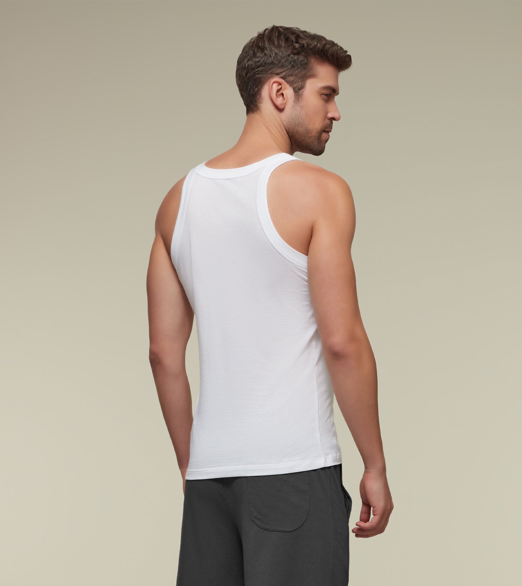 Ace Modal-Cotton Square Neck Vests For Mens Pack of 2 (All White) - XYXX Mens Apparels