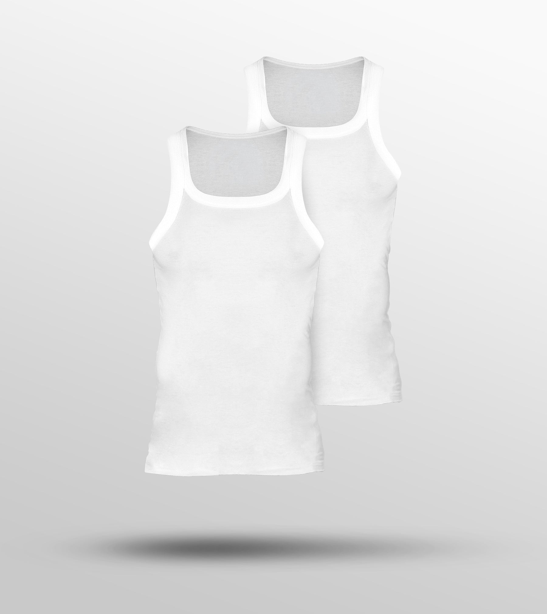 Ace Modal-Cotton Square Neck Vests For Mens Pack of 2 (All White) - XYXX Mens Apparels