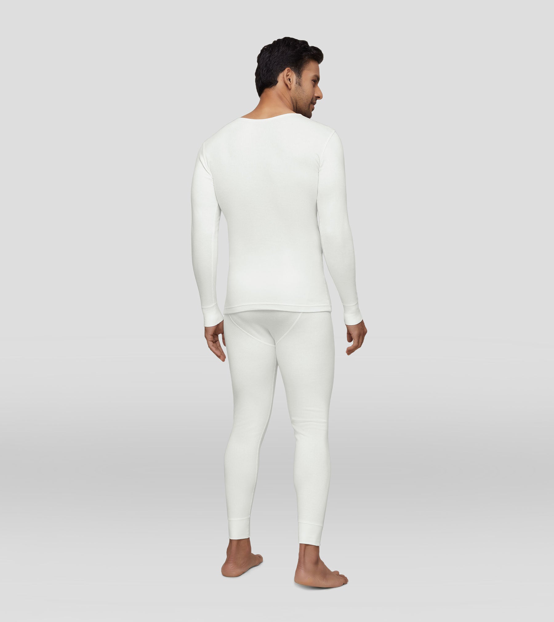 Alpine Cotton Rich Long Sleeve Thermal Set For Men Ivory White - XYXX Mens Apparels