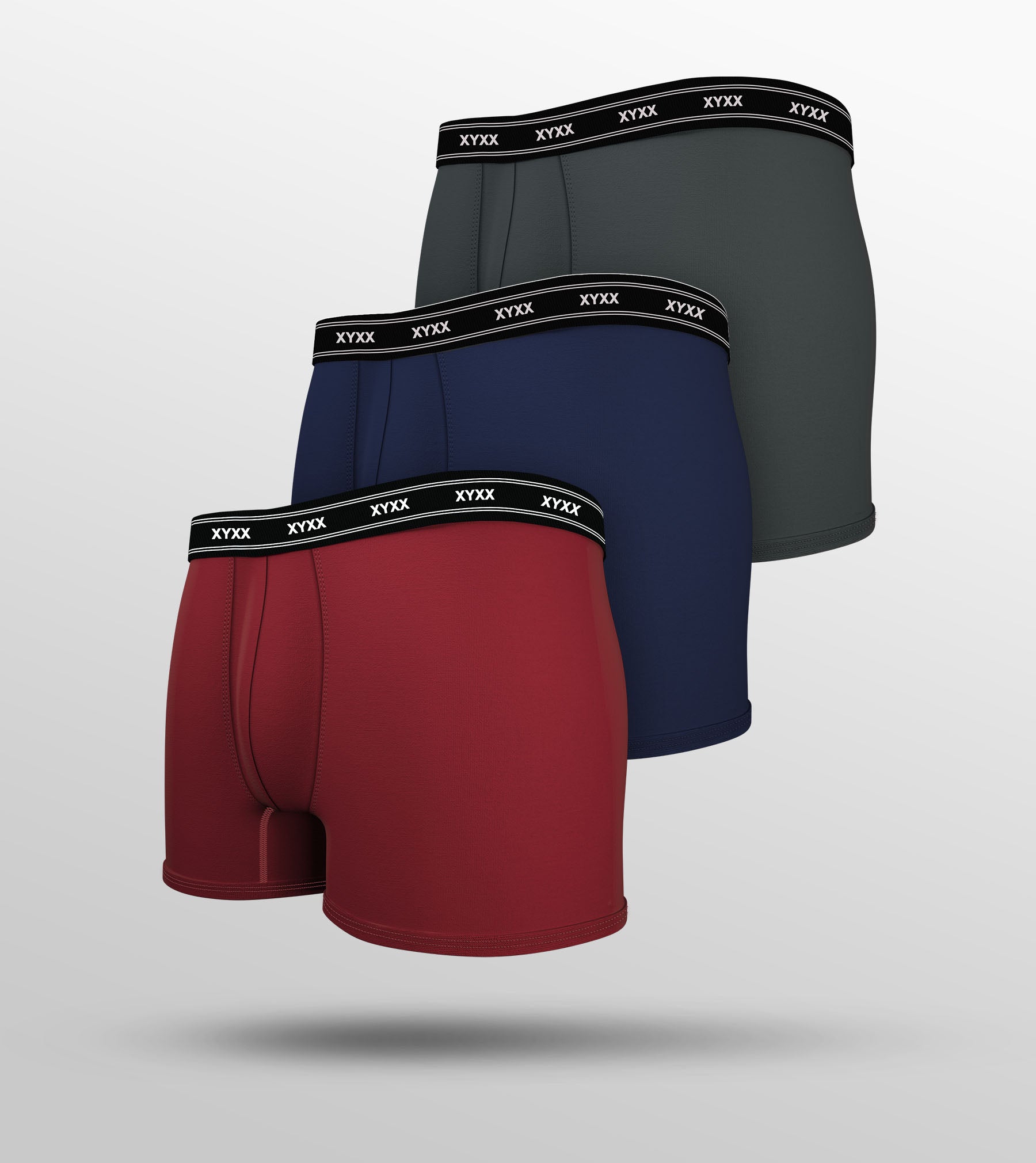 Apollo Bamboo Cotton Trunks For Men Pack of 3 (Red, Dark Blue, Grey) -  XYXX Mens Apparels