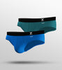 Aero Silver Cotton Briefs For Men Pack of 2(Aqua Blue, Light Blue) -  XYXX Mens Apparels