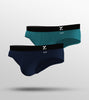 Aero Silver Cotton Briefs For Men Pack of 2(Aqua Blue, Dark Blue) -  XYXX Mens Apparels