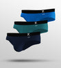 Aero Silver Cotton Briefs For Men Pack of 3(Aqua Blue, Light Blue, Dark Blue) -  XYXX Mens Apparels