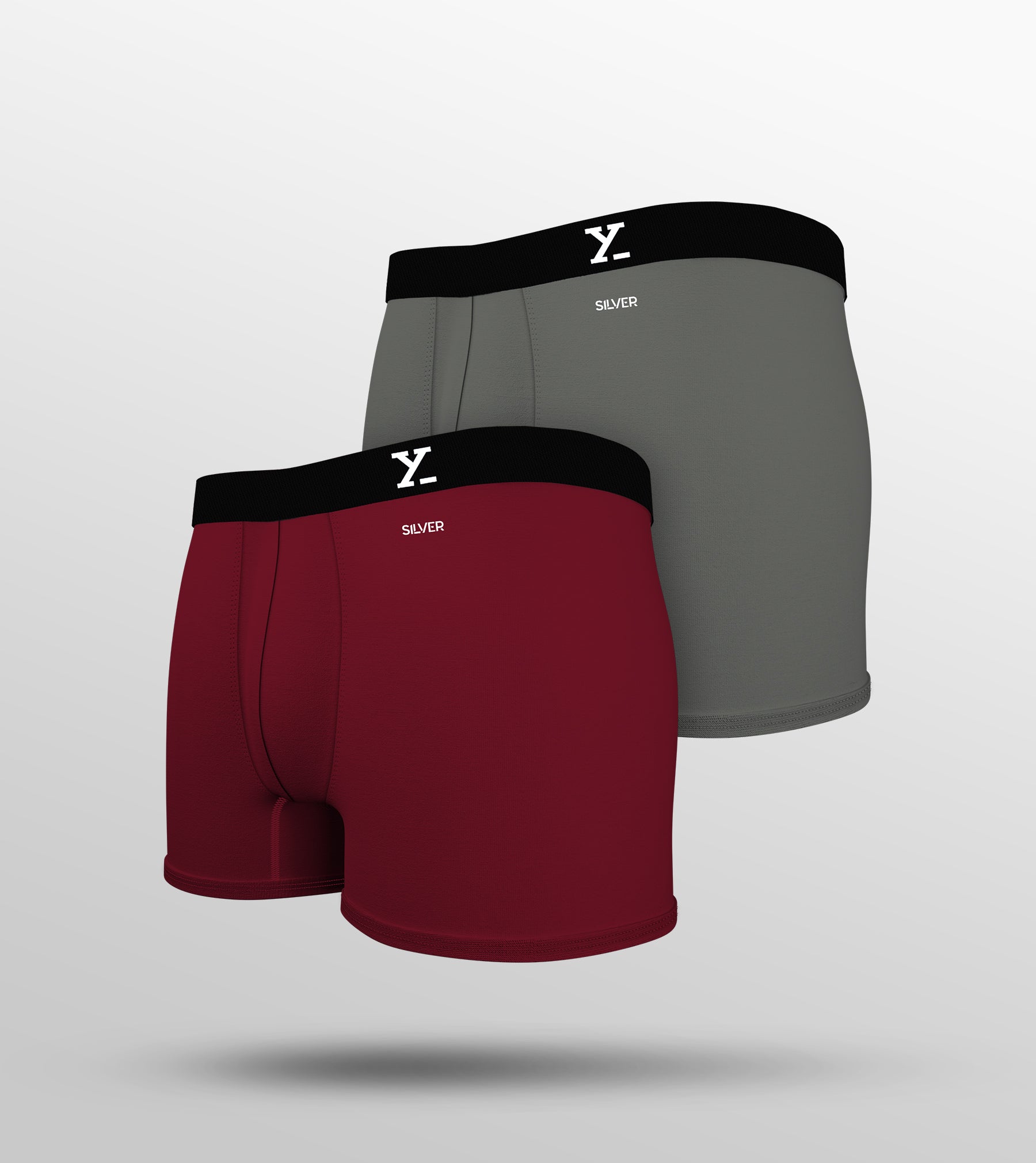Aero Silver Cotton Trunks For Men Pack of 2(Maroon, Grey) -  XYXX Mens Apparels