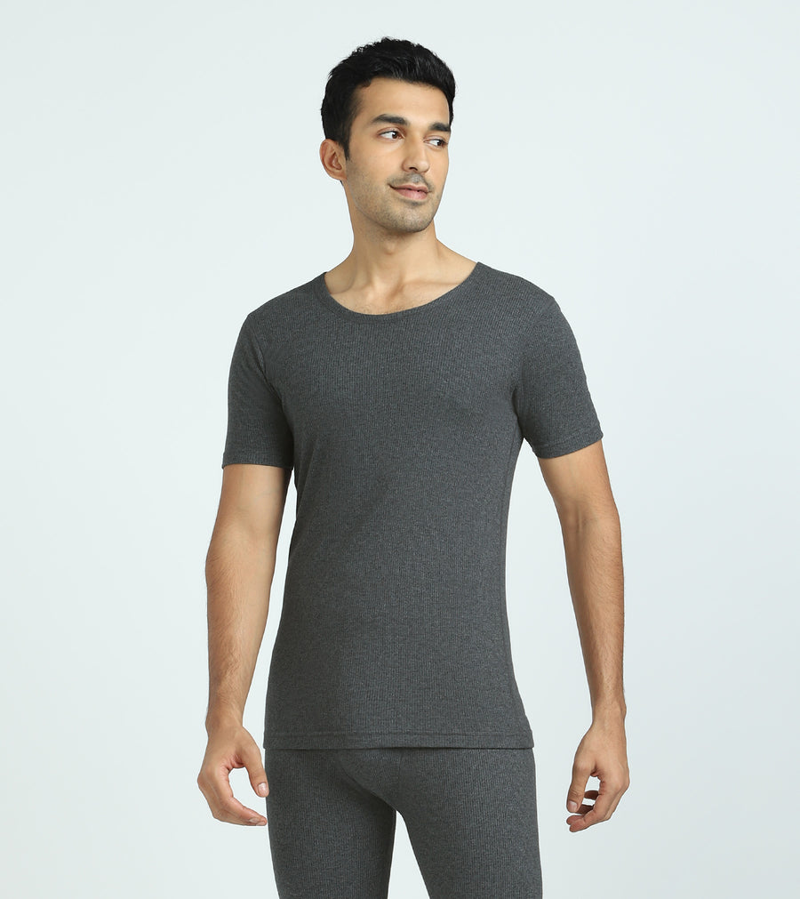 Cotton Rich Thermal Short Sleeve Vest Graphite Grey XYXX Apparels