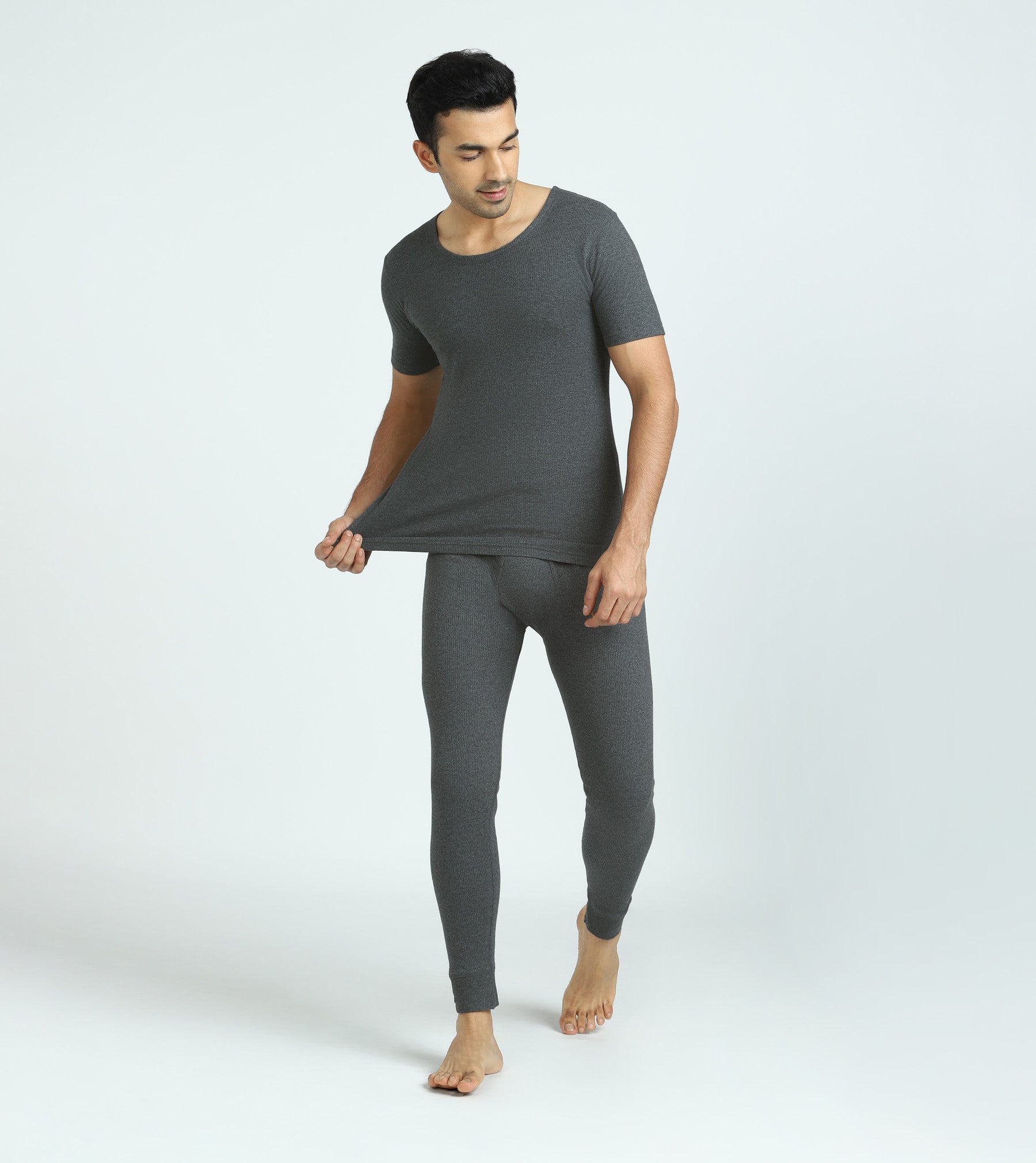 Men's Thermal Underwear Base Layer T-Shirt, 70% Organic Merino Wool 30% Silk