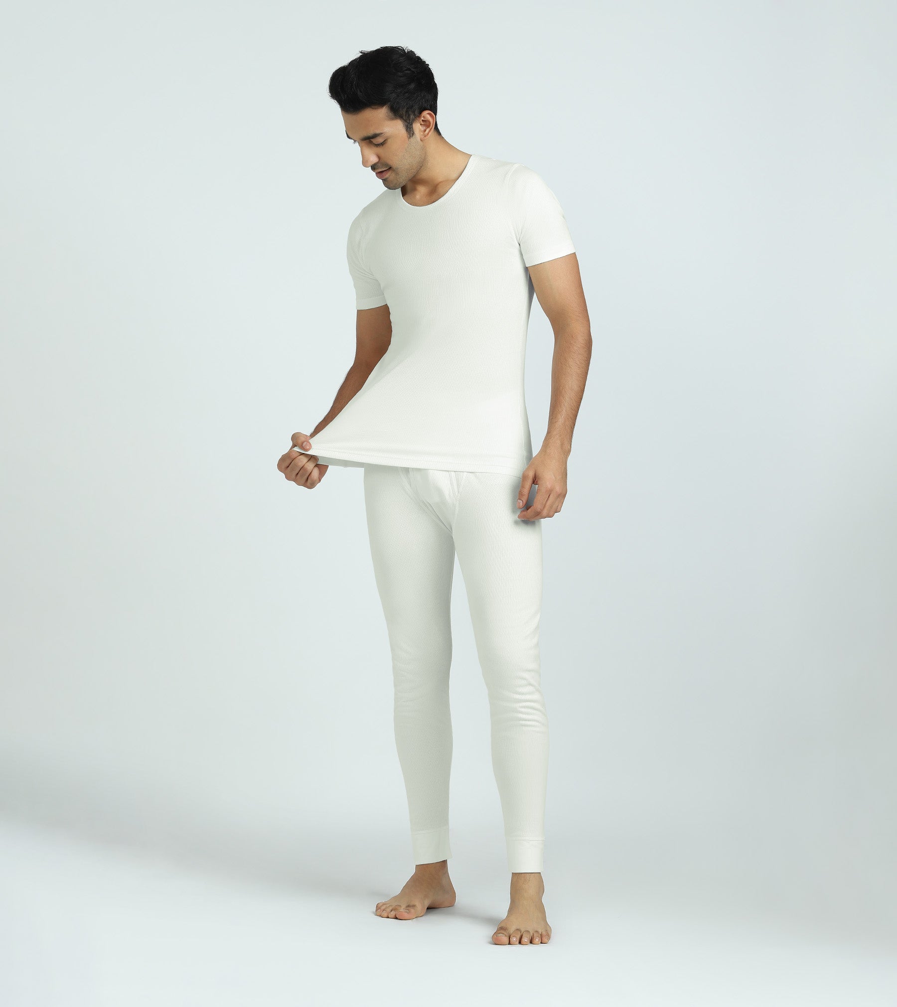 Alpine Cotton Rich Short Sleeve Thermal Set For Men Ivory white - XYXX Mens Apparels